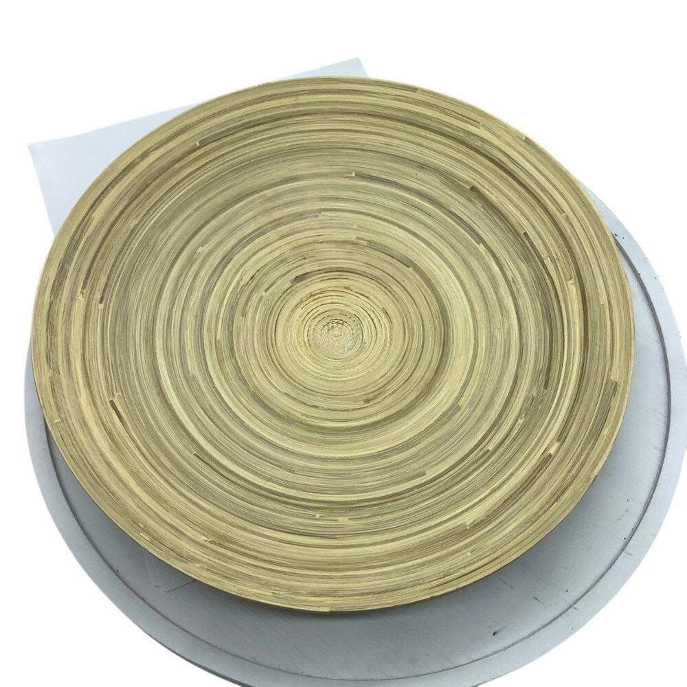 Ikea Hultet Bamboo Decorative Plate Dish Tray 12” Round Natural Color